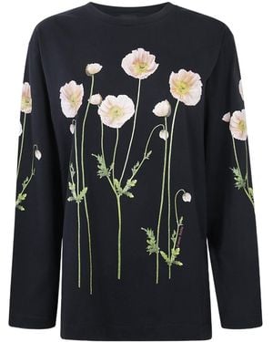 Simone Rocha Poppy Field-Print Long-Sleeve T-Shirt - Blue