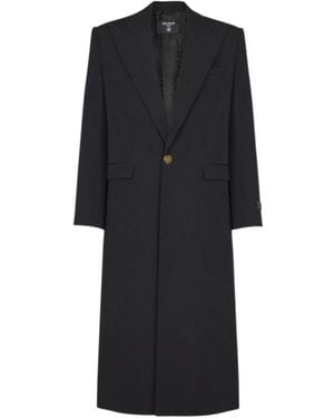 Balmain Grain De Poudre Long Coat - Black