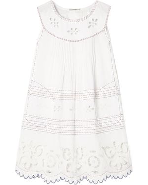 Vita Kin Eyelet Embroidered Sleeveless Babydoll Dress - White