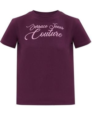 Versace Jeans Couture Crystal-Embellished T-Shirt - Purple