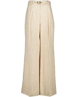 Zimmermann Pinstripe Belted Trousers - Natural