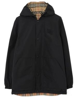 Burberry Checked Hooded Reversible Jacket - Black