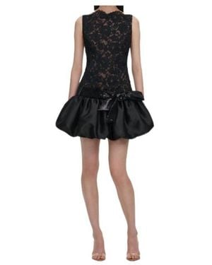 Self-Portrait Lace Bubble Hem Mini Dress - Black