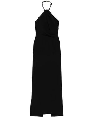Solace London Riva Halterneck Draped Maxi Dress - Black