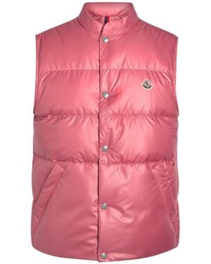 Moncler Stand-Collar Snap Down Vest - Pink