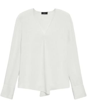 Theory Relaxed V-Neck Blouse - White