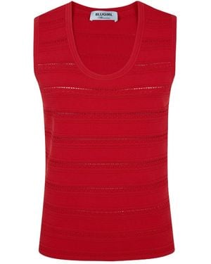 Blugirl Blumarine Pointelle-Knit Sleeveless Top - Red