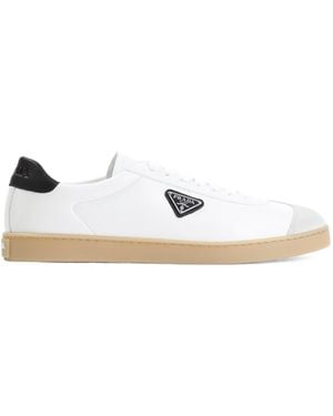 Prada Logo Plaque Lace-Up Trainers - White