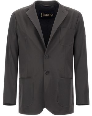 Herno Notch-Lapel Patch-Pocket Blazer - Black