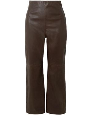 Nour Hammour Patchwork Leather Casual Pants - Brown