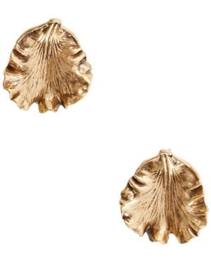 Cult Gaia Iris Leaf Hammered Earrings - Metallic