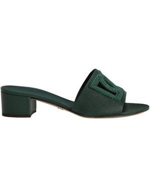 Dolce & Gabbana Logo-Plaque Embellished Mules - Green