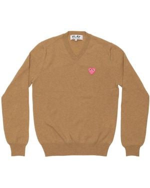 COMME DES GARÇONS PLAY V-Neck Jumper - Natural
