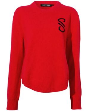 Proenza Schouler Intarsia Knit-Logo Merino-Wool Jumper - Red