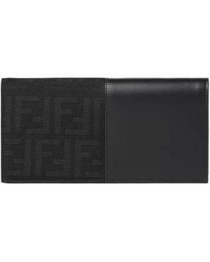 Fendi Ff Zucca Jacquard And Leather Wallet - Black