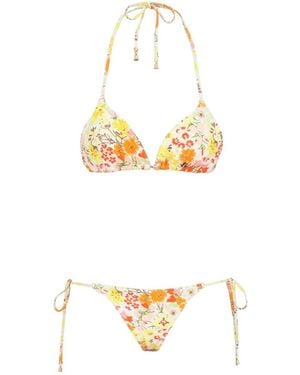 Zimmermann Solstice Floral Triangle Bikini - Metallic