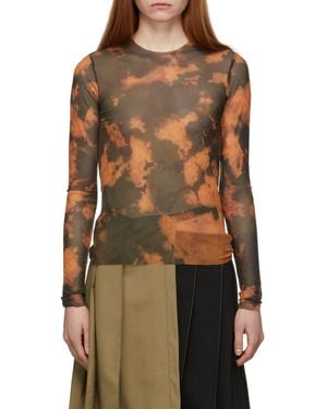 Marques'Almeida Logo Round Neck Print Long-Sleeved T-Shirt - Brown