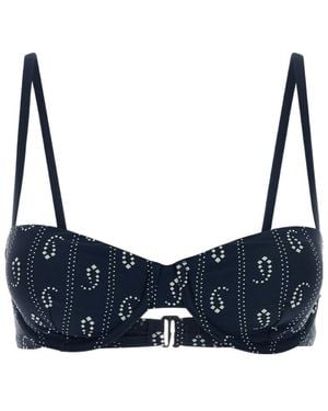Tory Burch All-Over Paisley Print Stretch Bikini Top - Blue