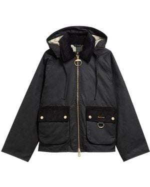 Barbour Carville Hooded Corduroy-Trim Jacket - Black