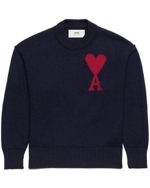 Ami Paris Ami De Coeur Intarsia-Knit Jumper - Blue