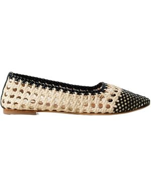 STAUD Nell Woven Leather Ballet Flats - Brown