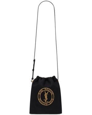 Saint Laurent Rive Gauche Laced Bucket Bag - White