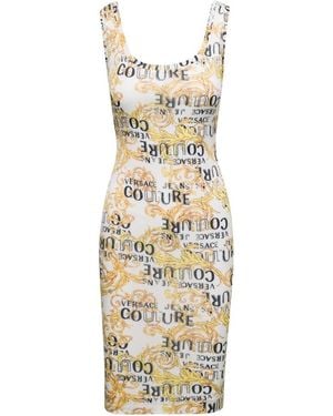 Versace Jeans Couture Logo-Print Midi Dress - Metallic