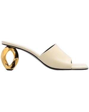 JW Anderson 75Mm Chain-Link Leather Mules - Natural