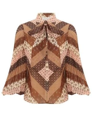 Zimmermann Sunray Collard Shirt - Brown