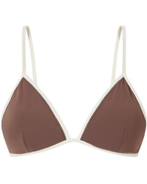 Brunello Cucinelli Bead-Embellished Triangle Bikini Top - Brown