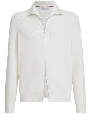 Brunello Cucinelli Zip-Fastening Cardigan - White