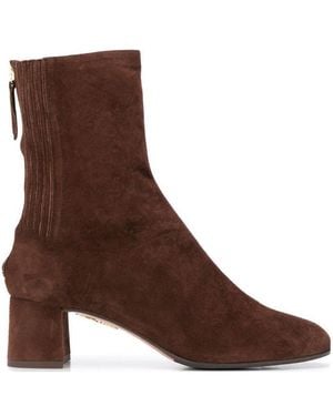 Aquazzura High-Ankle Leather Boots - Brown