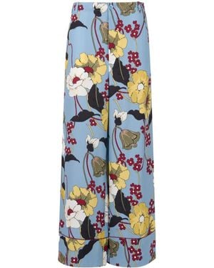 Marni Melodia Print Envers Satin Pants - Blue