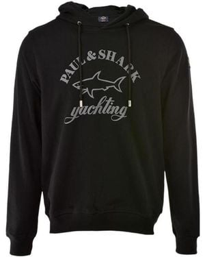 Paul & Shark Logo Hooded Jumper - Black