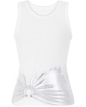Rabanne Rabanne Piercing Detail Ribbed Tank Top - White