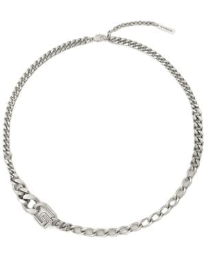 Givenchy Logo Plaque Chained Necklace - Metallic