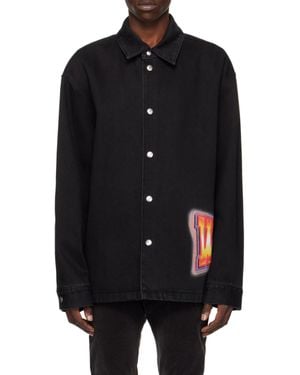 we11done Logo Denim Shirt - Black