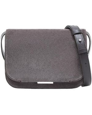 Giorgio Armani Suede Bag With Flap And Adjustable Strap - Grey
