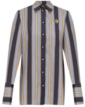 Zimmermann Verticalstripe Embroideredbadge Longsleeve Shirt - Blue