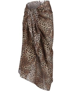 MC2 Saint Barth Animal-Print Wrap Skirt - Brown