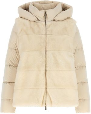 Moorer Morzine-Vso Hooded Quilted Jacket - Natural