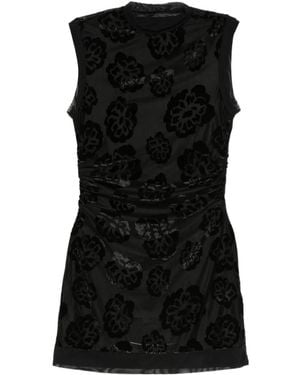 SIR. Vittoria Ruched Devoré-Velvet Mini Dress - Black