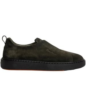 Santoni Logo Stamp Slip-On Sneakers - Black