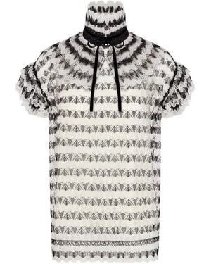 Dior Marinière Short-Sleeved Sweater With Removable Collar - Gray