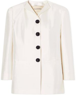 Valentino Notched-Lapel Button-Up Jacket - White