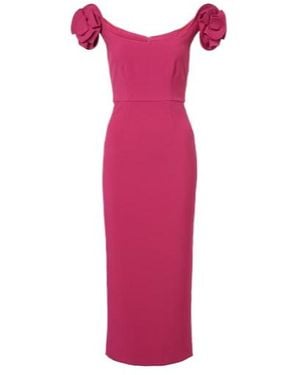 Roland Mouret Floral-Appliqué Bustier Dress - Pink
