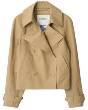 Burberry Cropped Cotton Trench Jacket - Natural