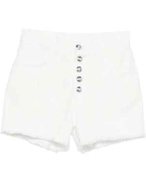 Dondup Buttoned Frayed-Hem Shorts - White