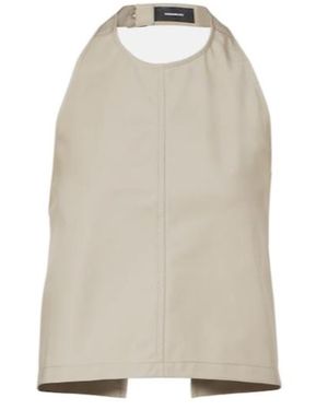 Wardrobe NYC Halterneck Cotton-Blend Top - Natural