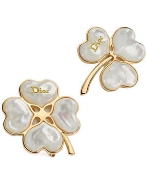 Dior Set Of Sparkling Clover Brooches - Metallic